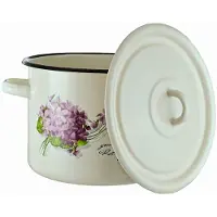 Epewex Emaille-Topf mit Deckel, 4,5L, Blumenmuster