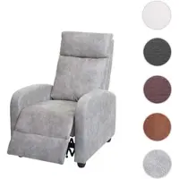 Mendler Fernsehsessel HWC-F76, Relaxsessel Sessel Liegesessel, Liegefunktion verstellbar Stoff/Textil vintage hellgrau