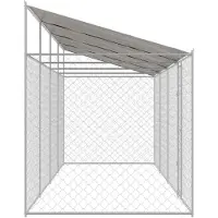 vidaXL Hundekäfig mit Dach Silber 800 x 200 x 256 cm Stahl und PE