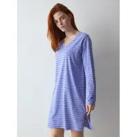 Triumph Nachthemd "Nightdresses NDK LSL 08 X", Damen, Gr. 48, N-Gr, Langarm, Jersey, lila (blau, light combination), Jersey, Obermaterial: 100% Baumwolle, Kleider Nachthemd, weich und atmungsaktiv