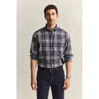 Gant für Herren. 3263001 Blau kariertes Hemd (XXL), Lässig, Baumwolle, Langarm