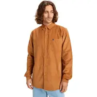 Quiksilver Langarmhemd "Smoke Trail Cord", Herren, Gr. S, braun (almond), Obermaterial: 100% Baumwolle., Hemden Langarmhemd