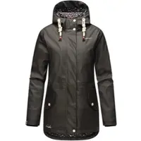 NAVAHOO Damen Regen Jacke Parka Wasserdicht Gefüttert Funktionsjacke Ocean Heart Schwarz Gr. 36 - S