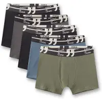 Sanetta Boxershorts "Boxershort 5er Pack", Jungen, Gr. 176, 5 Stk., bunt (schwarz, grün, blau, grau), Unterhosen Boxershorts