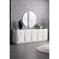 Xl Moebel Gmbh Designer Sideboard mit Spiegel Anrichte Hochglanz Weiß Marmoroptik Holz
