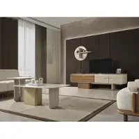 AEA Wohnzimmer Set Beistelltisch Couchtisch TV Ständer Wandregal Holzmöbel