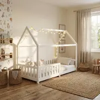Merkloos Kinderbett mit Absturzsicherung und Lattenrost (90 x 200 cm)
