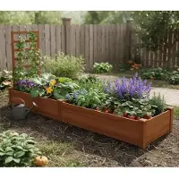Merkloos Erhöhtes Gartenbeet aus Kiefernholz mit Offenem Boden