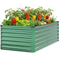Merkloos Erhöhtes Blumenbeet aus Metall mit Schutznetz und Unkrautvlies