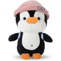 Merkloos Plüschtier Pinguin 23 cm - Plüschspielzeug - Superweicher Plüsch - Kuschelkomfort - Süßes Geschenk - Rosa Hut