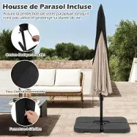 Merkloos Hängender Cantilever-Sonnenschirm mit Hülle und Neigungsverstellung Beige