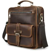 Merkloos Herren Laptop Mini Tab Messenger Crossbody Bag aus braunem Leder