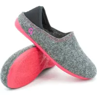 Gottstein Kinder-Hausschuh Wool Slip-on Kids aus 100% Schurwolle mit rutschfester Gummisohle - Perfekt für Kita, Kindergarten & Schule Re-Anthrazit/Raspberry ,31