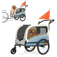 Shengmilo 10202NS 2-in-1 großer Haustierwagen, 360°-Lenkrollen, 19-Zoll-Räder, 6-fach verstellbar, maximale Traglast 50 kg, blau