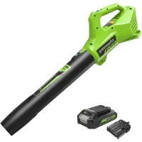 Greenworks G24ABIIK2 Axial Akku Laubbläser, 145 km/h, 9,08 m³/min 24V Akku & Lad