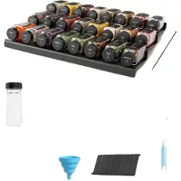 OEM Gewürzgläser Set, verstellbarer Schubladenorganizer, luftdichte Aufbewahrung, schwarz