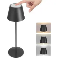 SURIGHT Dimmbarer drahtloser LED-Akkubodenlampen für Außen - Touch-dimmbar - 2700K-4000K - Warm weiß - Naturweiß - Wasserfest - Schwarz - Akku - Restaurant-Garten-Bar