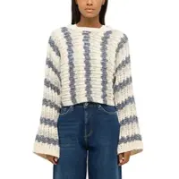 Mustang Strickpullover "Damen Style May", Damen, Gr. L, weiß (schwarz), Strick, 79% Baumwolle, 21% Polyacryl, normal, Rundhals, Pullover Strickpullover