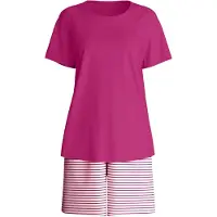 Calida Shorty , Damen, Gr. S (40/42), pink (very berry), Single Jersey, Obermaterial: 100% Baumwolle, bequem kurz, Rundhals, Homewear-Sets Shorty, mit Rundhalsausschnitt, Hose mit Streifen