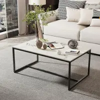 Merkloos Rechteckiger Couchtisch mit Marmorplatte und Stahlbeinen 100cm