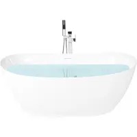Beliani Freistehende Badewanne Weiß Acryl 170 x 80 cm Oval Schmaler Rand mit Überlaufsystem Modernes Design Badezimmer