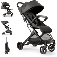 Interbaby Reisebuggy klein bis 22 kg Handgepäck, Liegefunktion (Schwarz)
