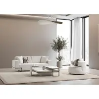 AEA Elegantes weißes Stoffsofa mit Sessel im modernen Design