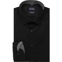 Olymp Langarmhemd "Luxor", Herren, Gr. 44, N-Gr, schwarz, Web, Obermaterial: 100% Baumwolle, modern fit, 2-Knopf-Manschette, Hemden Langarmhemd, Businesshemd, New-Kentkragen, modern fit