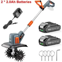 StarTech.com Akku-Bodenfräse - Elektrischer Kultivator - 360 U/min - 2 x 2,0-Ah-Lithiumakkus - Stahlzinken - EU-Stecker