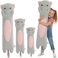 Merkloos Lange Katze Plüschspielzeug - Extra weiches Kissen für Kinder und Erwachsene