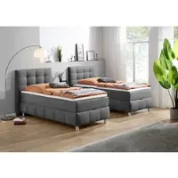 Home affaire Boxbett "Marvao inkl. Bettkasten und Topper", grau (anthrazit), B:104cm L:210cm, Komplettbetten, Boxbett, Boxbett mit Bettkasten, inkl. Topper