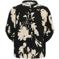 Soaked in luxury Kurzarmbluse "Damen Bluse kurzarm SLArjana", Damen, Gr. XS, schwarz (schwarz contrast flower), Obermaterial: 100% Viskose LENZING ECOVERO CV LenzEcov., Blusen Kurzarmbluse