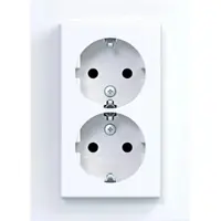 Hager WAS2277WG Doppelsteckd. SCHUKO m. Abdeckpl., ho., erh. Ber.schutz, St.-kl., A.8, liweiß gl