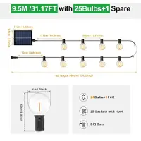 StarTech.com Solar-Lichterkette - G40 LED-Lichterkette - 25 LEDs - Fernbedienung - 8 Leuchtmodi - Für den Außenbereich - IP44