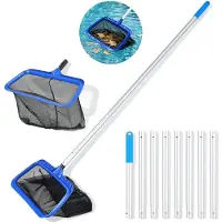 StarTech.com Poolkescher - Poolreinigungsnetz - 3,2 m Verstellbarer Aluminiumstiel - Breite Öffnung - Für Pools, Teiche und Whirlpools - Blau