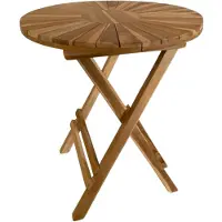 Merkloos Klappbarer runder Teak-Gartentisch Ø 60 cm für draußen