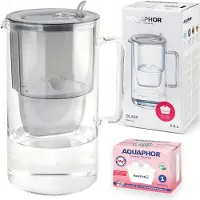AQUAPHOR Glasfilterkanne (grau) + Maxfor Magnesiumfilter