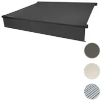 Mendler Elektrische Vollkassetten-Markise T124, 4x3m ausfahrbarer Volant Polyester anthrazit, anthrazit