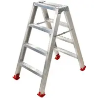 AgriEuro Premium Doppel-Aluminium-Stehleiter Modell 1031, 2x4 Stufen, Höhe 0,96 m
