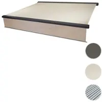 Mendler Elektrische Vollkassetten-Markise T124, 4x3m ausfahrbarer Volant Acryl Creme, anthrazit