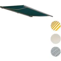 Mendler Elektrische Kassettenmarkise T122, Markise Vollkassette 4x3m Polyester blau-grün, Rahmen grau