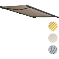 Mendler Elektrische Kassettenmarkise T122, Markise Vollkassette 4x3m Polyester Sand, Rahmen anthrazit