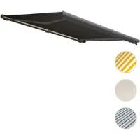 Mendler Elektrische Kassetten-Markise T122, Vollkassette Volant 4x3m Polyester Anthrazit, grau