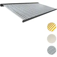Mendler Elektrische Kassettenmarkise T122, Markise Vollkassette 4x3m Polyester Grau/Weiß, Rahmen anthrazit