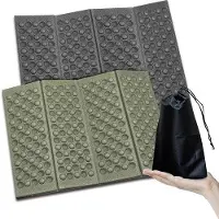 Unyqoos Ibenzoa Faltbare, wetterfeste Outdoor-Sitzkissen 2er-Set – XPE, 4-fach faltbar, oliv & schwarz, 300×200×36 mm, 83 g, mit Tragetasche
