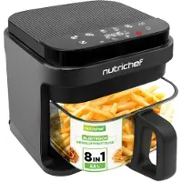 Nutrichef Airfryer Glas, PFOA-/PFOS-frei, 5,5L, 8 Kochprogramme