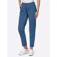 Inspirationen Jogger Pants , Damen, Gr. 50, Normalgrößen, blau (jeansblau), 58% Viskose, 36% Polyamid, 6% Elasthan, unifarben, Hosen Jogger Pants