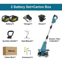 StarTech.com Elektrische Gartenfräse Motorhacke - Bürstenloser 18V Bodenhacker - Akku Gartengerät - 2 wiederaufladbare Akkus - Für Bodenlockerung - 2 Akkus