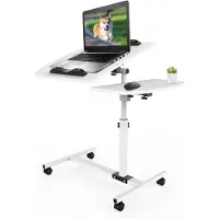Merkloos Mobiler Stehpult, 60x40 cm, höhenverstellbarer Nachttisch, 61-95 cm, Rolltisch mit 4 Rollen, Laptop-Tisch