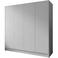 WFL GROUP Kleiderschrank im Skandi-Stil – Grifflos, Minimalistisch Garderobenschrank mit viel Stauraum für Ankleide – 200 cm – Weiß